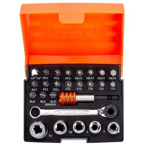 Alternative view of Bit- en doppenset voor gleuf-, Phillips-, Pozidriv-, TORX- en zeskantschroeven - 26-delig | Bahco 2058/S26