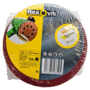 Schuurschijven met klittenband 125mm korrel: gemengd, 25 stuks | Flexovit 63642526710