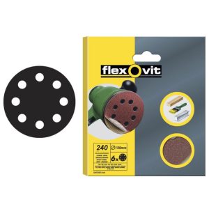 Schuurschijven met klittenband 125mm korrel: 240, 6 stuks | Flexovit 69957389891